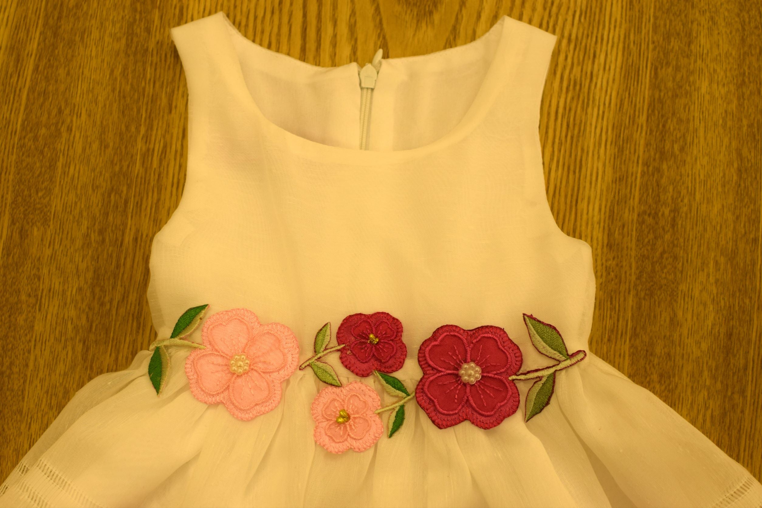 White Dress with Pink Flower