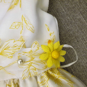 White Dress Floral Yellow